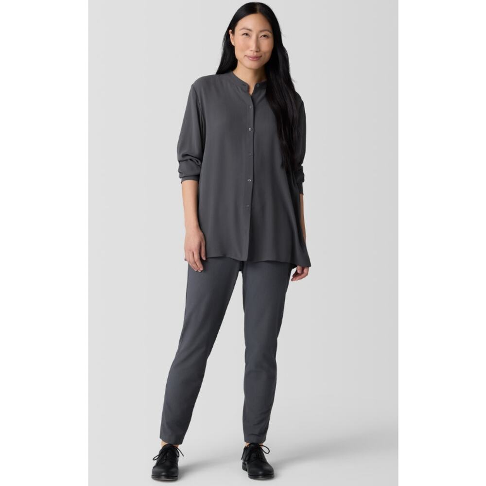 EILEEN FISHER medium gray washable stretch crepe slim cropped ankle pants